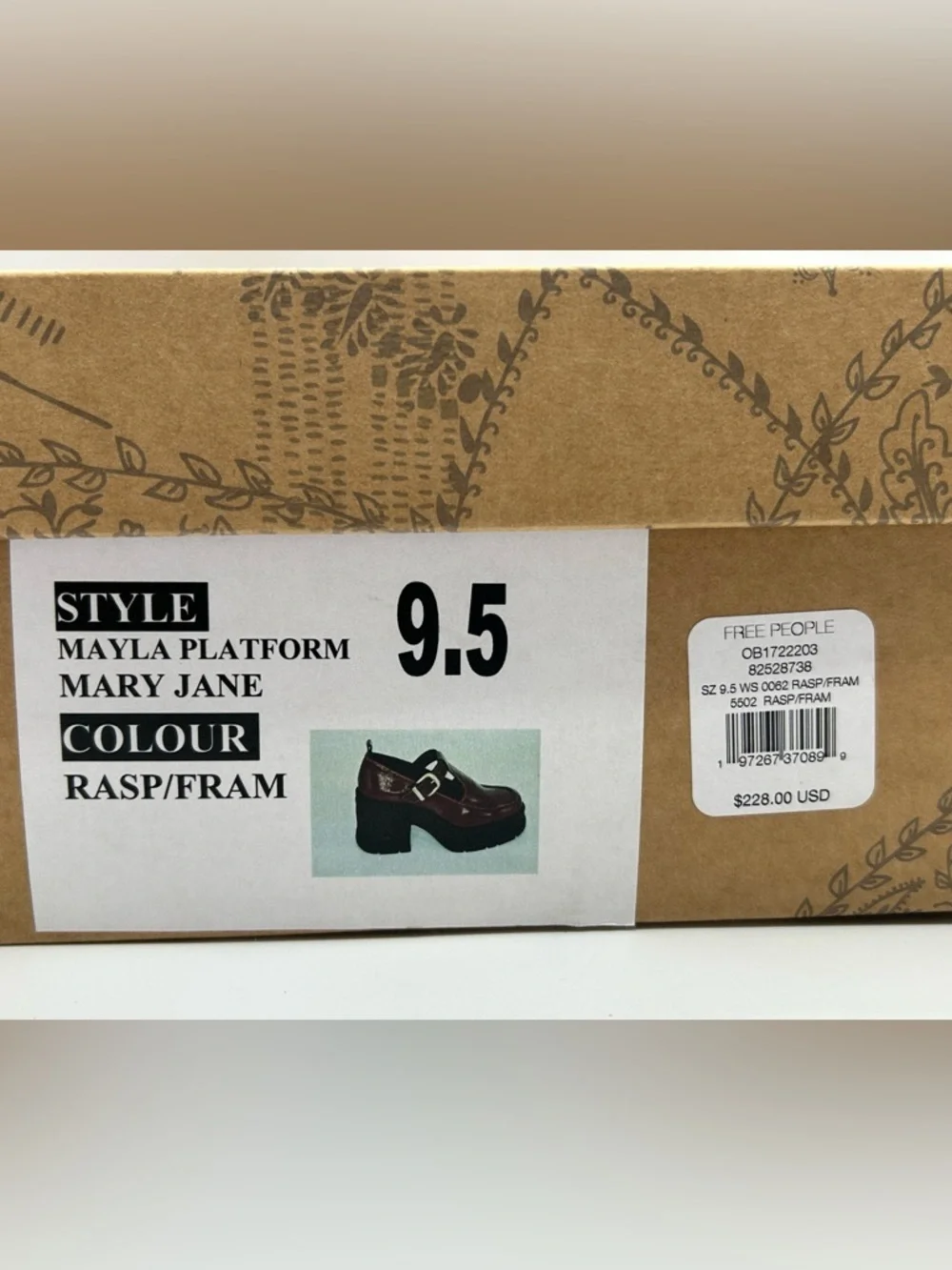 Free People Mayla Platform Mary Jane Shoes Sz 9.5 Rasp Fram Burgundy NWB